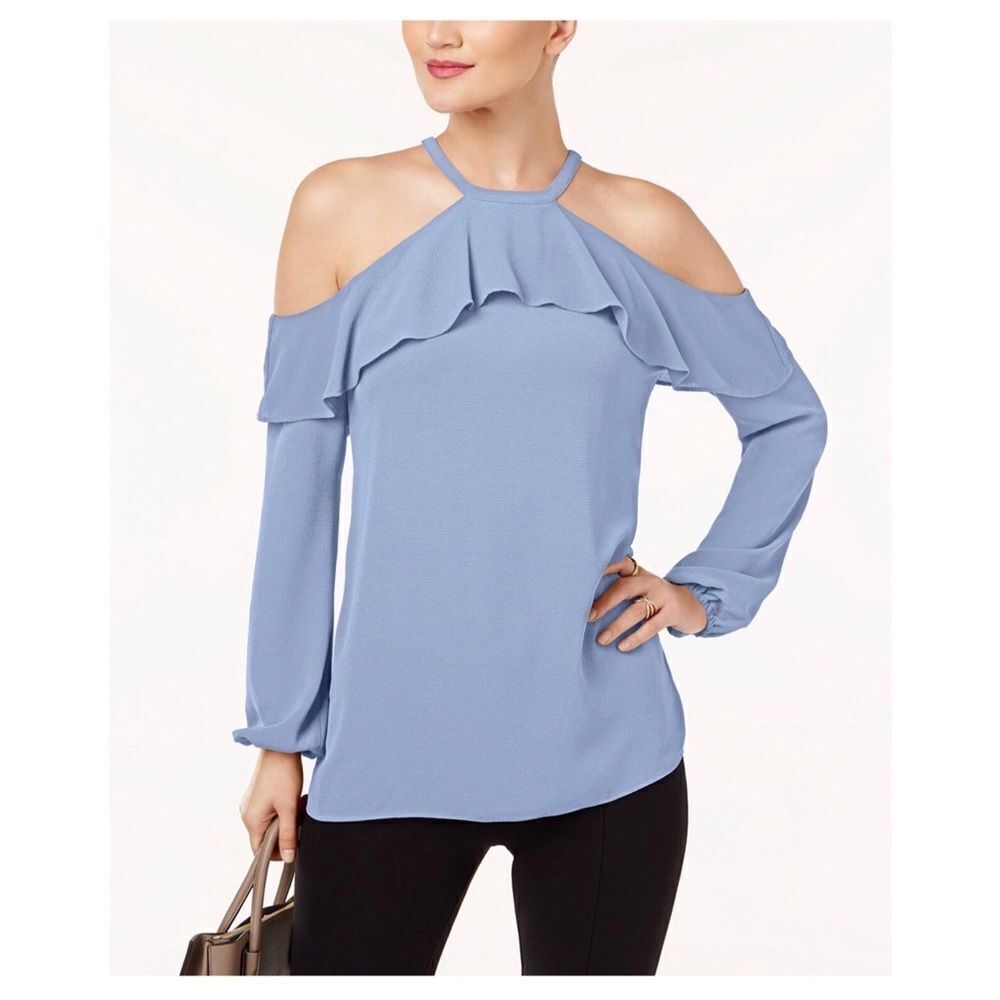 ✨2xHP✨Michael Kors Flounced Cold Shoulder Top✨